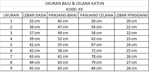 BAJU CELANA katun kode KK